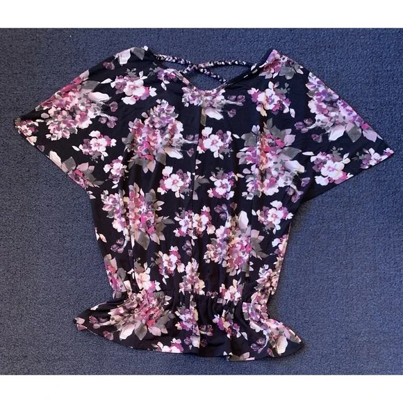 Candie's Shirt Women's Small Floral Short Sleeve - Picture 2 of 6